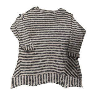Soft Surroundings Sweater 3XL 100% Cotton Striped Top Sweatshirt